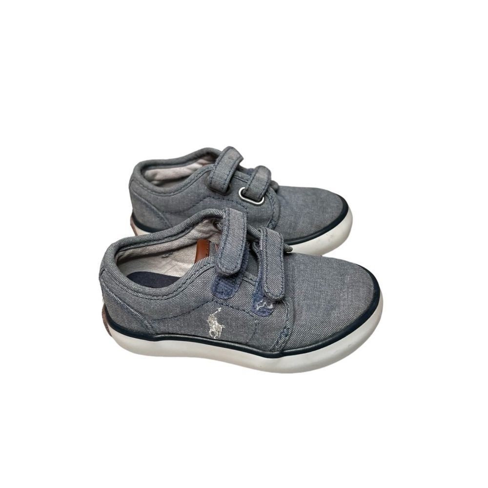 Polo Ralph Lauren Toddler Size 5 Grey Chambray Faxon II EZ Canvas Hook & Loop - Picture 4 of 7